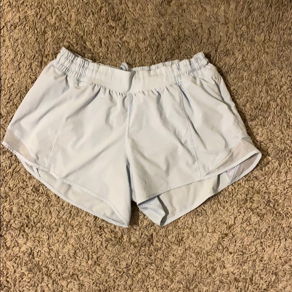 Light blue Lululemon hotty hot 4” shorts